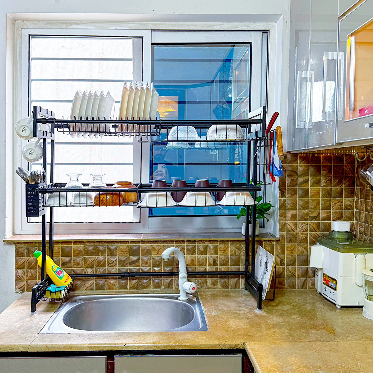 Expandable 2-Tier  OverSink Dish Drying Rack By Matrix