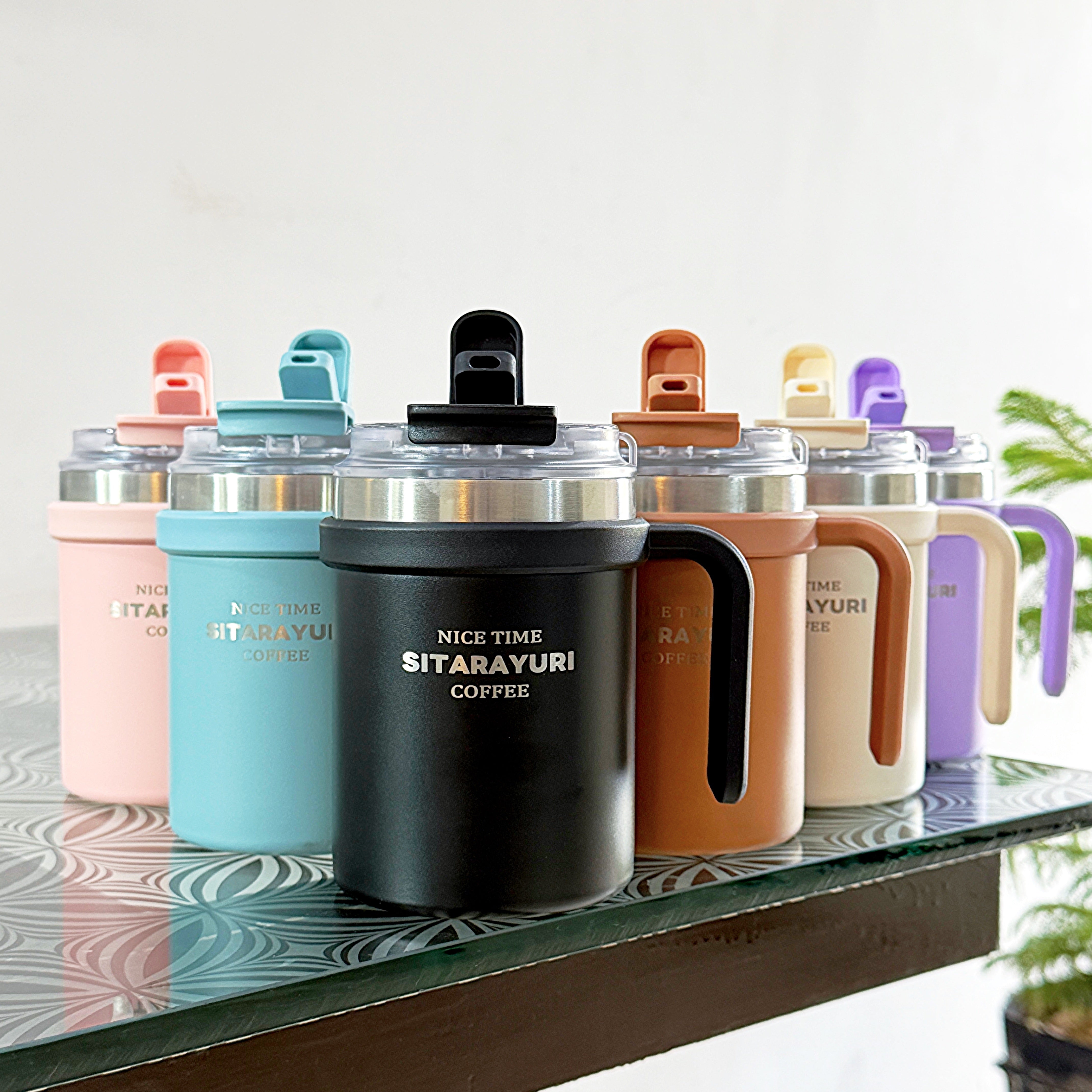 SITARAYURI Spill-Proof Dual-Lid Insulated Stainless Steel Mug (500ml) (ZF-032)