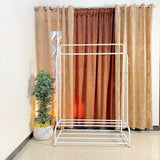 Dual Pole Metal Clothes Stand by Matrix (C) – With Dual Shoe Tiers & Side Hooks