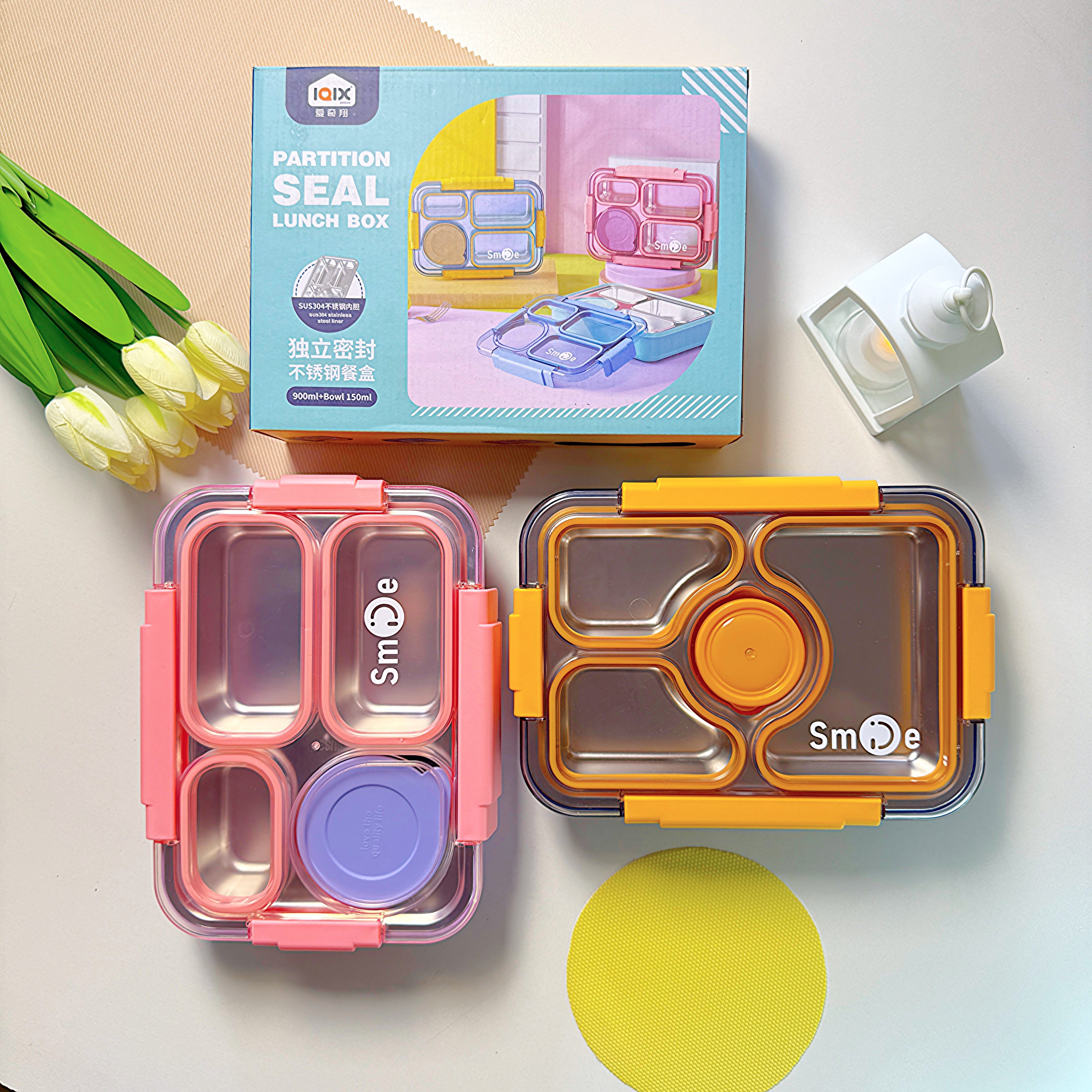 Spill-Proof Stainless Steel (SUS304) Bento – With Pair of Tableware and Central Sauce Dip (2561)