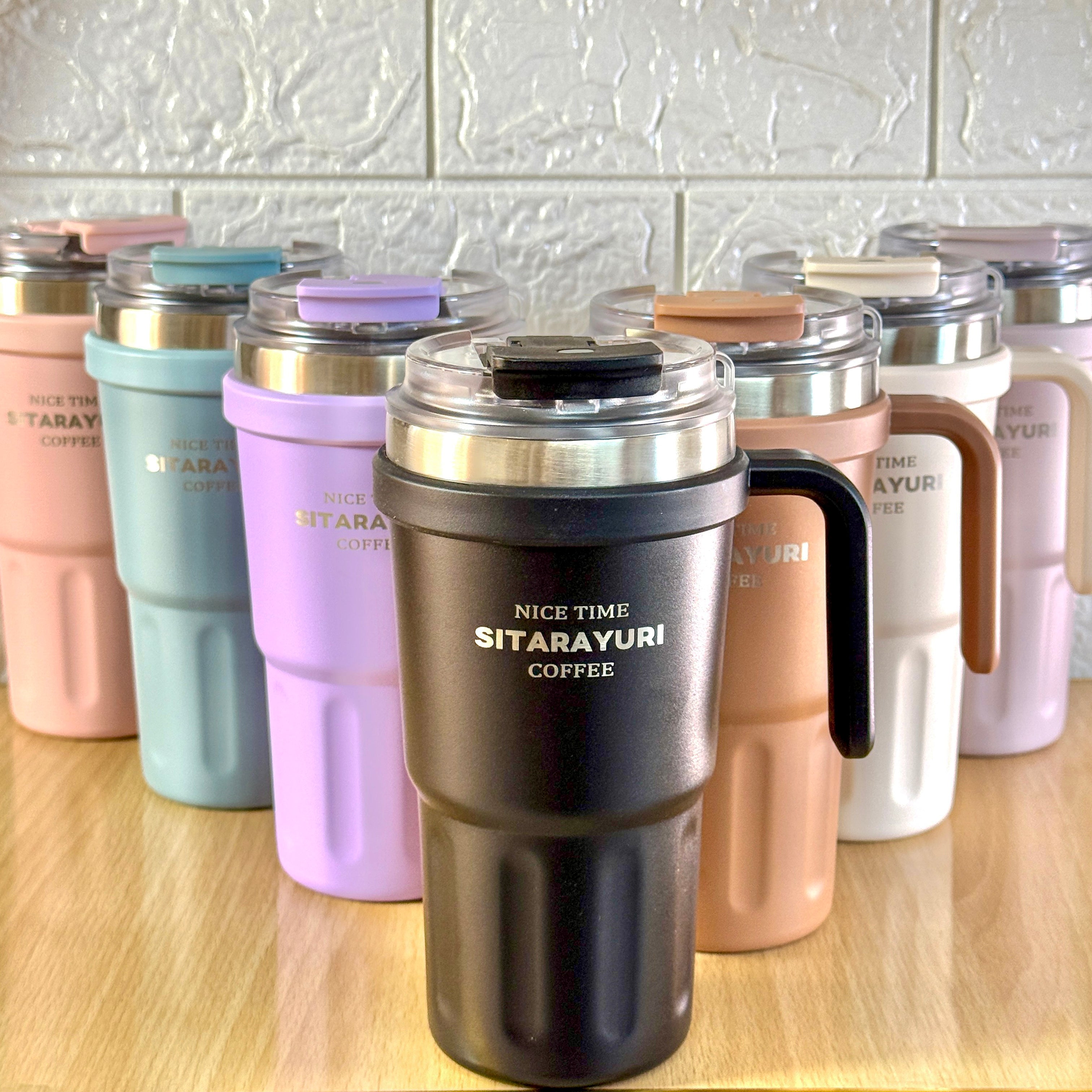 SITARAYURI Dual-Lid Double Wall Insulated Stainless Steel Tumbler (600ml) (ZF-037)