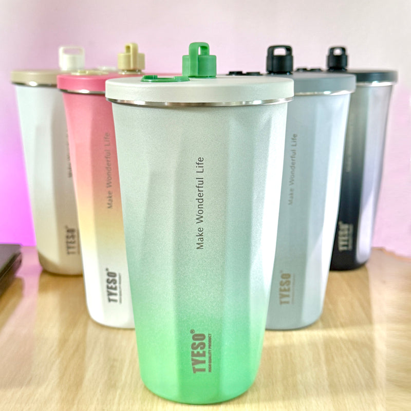 TYESO® Vacuum Insulated Tumbler with Pop-up Steel Straw (600ml) (TS-8848B)