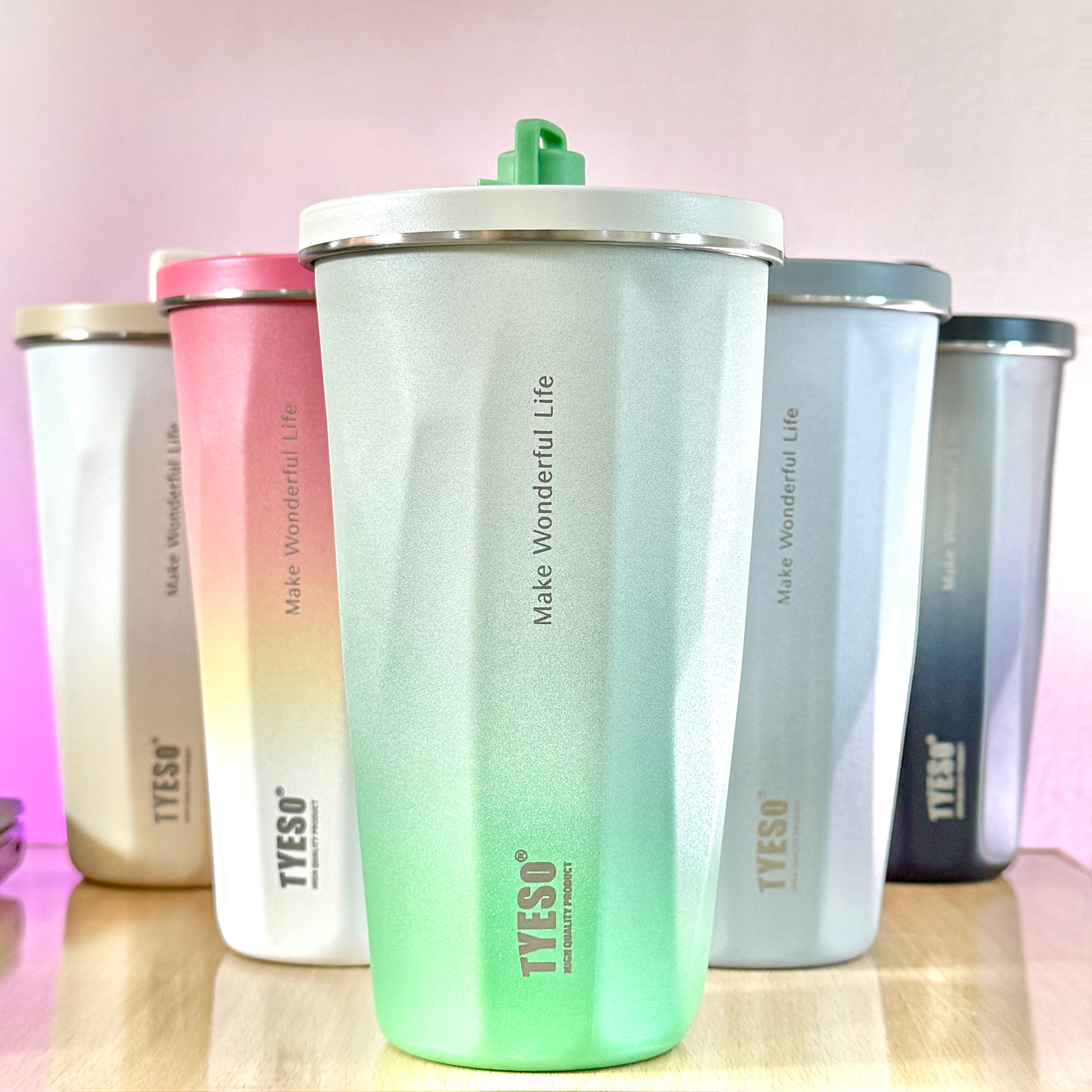 TYESO® Vacuum Insulated Tumbler with Pop-up Steel Straw (600ml) (TS-8848B)