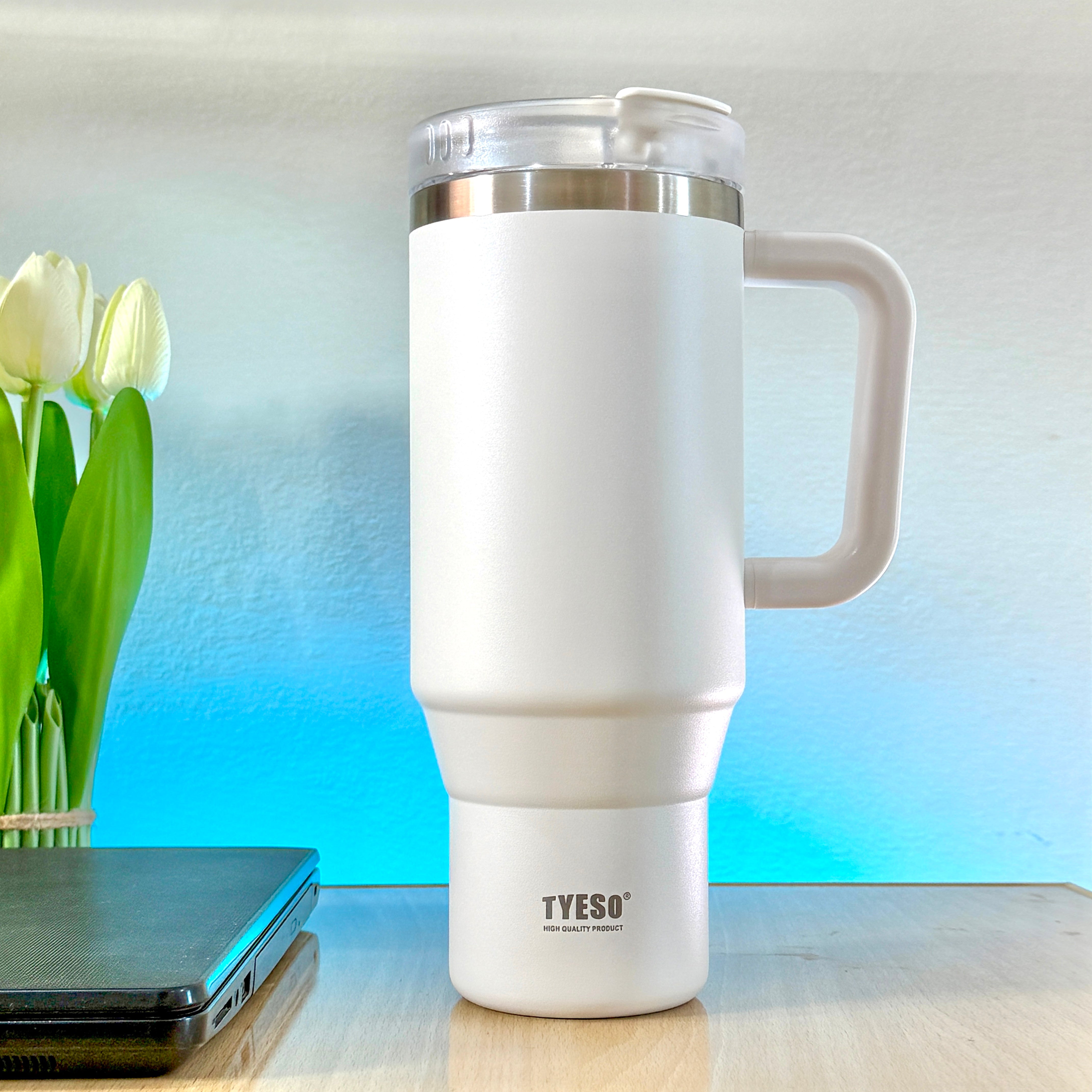 TYESO® Mega-Capacity Sill-Proof Stainless Steel Tumbler with Straw & Cleaning Brush (1200ml) (TS-8868)