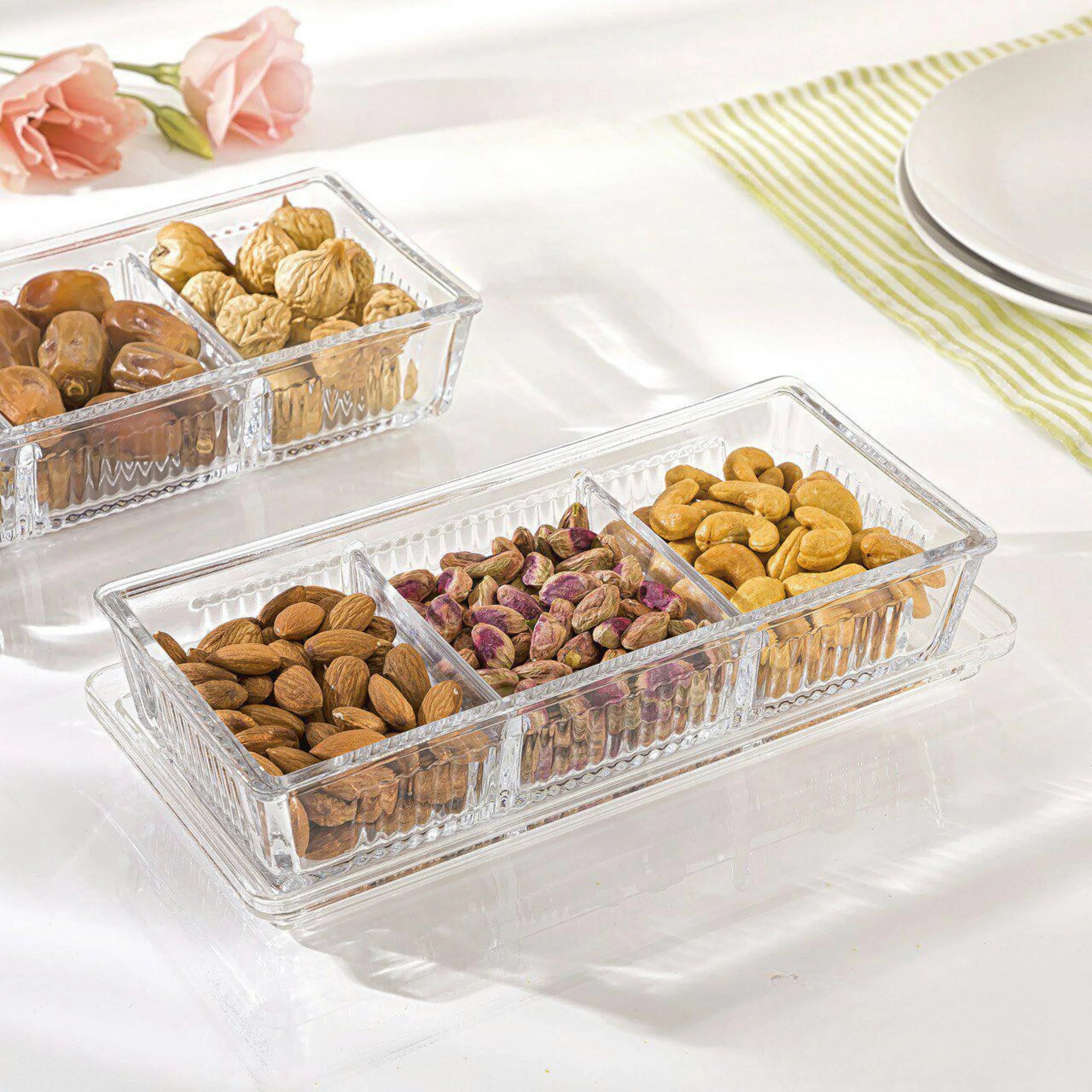 Divido Glass Snack Tray with Lid (2101) by Limon