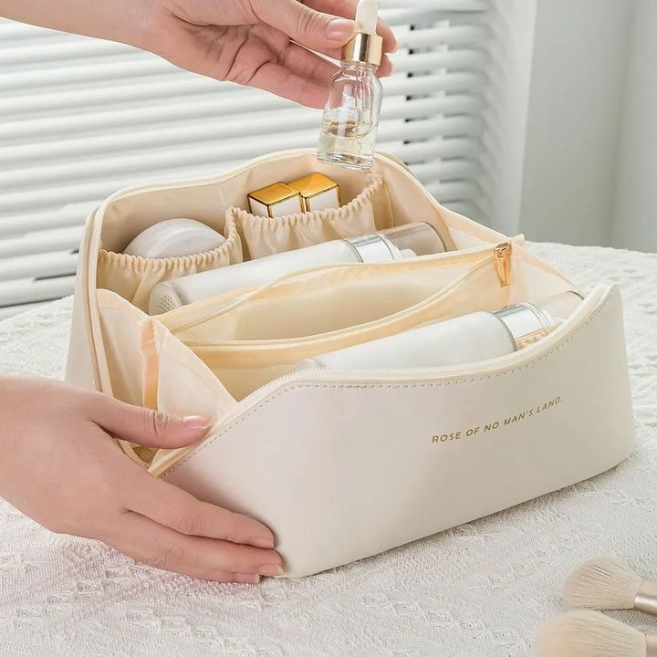 Large capacity leather Travel Cosmetic Bag - All-In-One Store