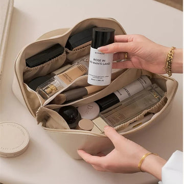 Large capacity leather Travel Cosmetic Bag - All-In-One Store