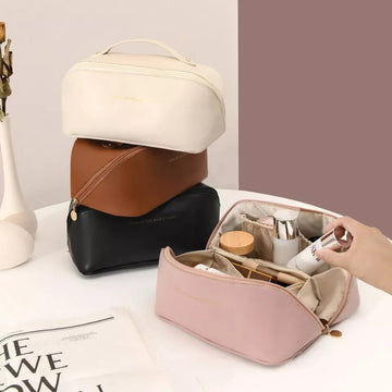 Large capacity leather Travel Cosmetic Bag - All-In-One Store