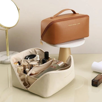 Large capacity leather Travel Cosmetic Bag - All-In-One Store