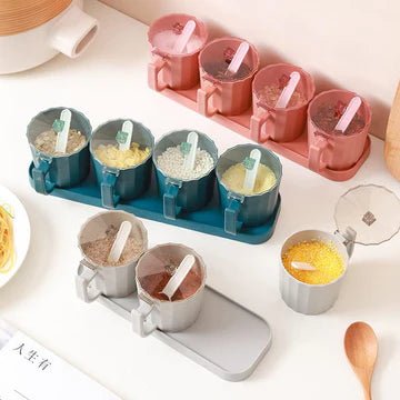 Multi Grid Kitchen Seasoning Set With Spoons - All-In-One Store