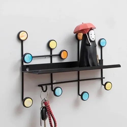 Nordic Style Wall Shelf With Hooks - Rectangle - All-In-One Store
