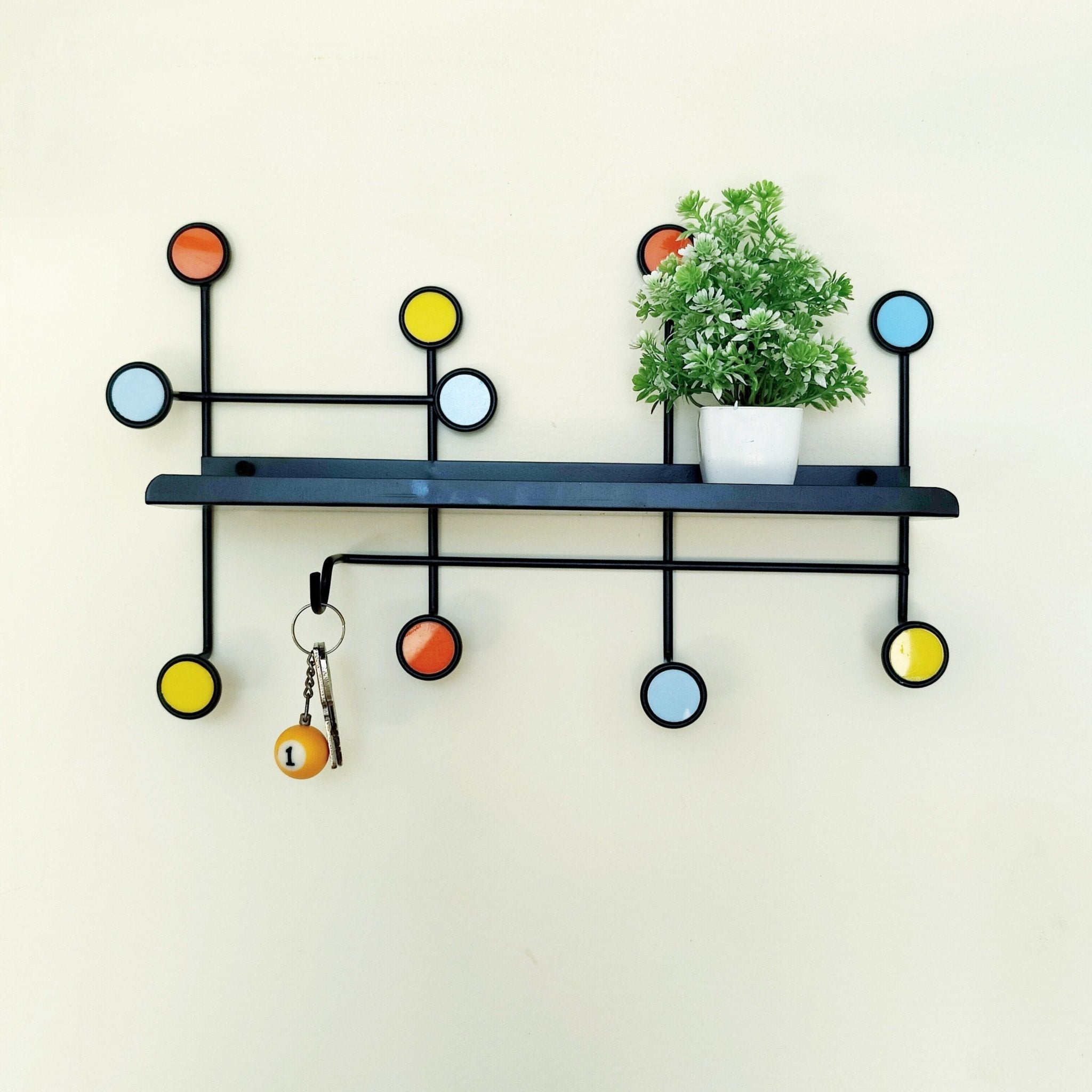 Nordic Style Wall Shelf With Hooks - Rectangle - All-In-One Store