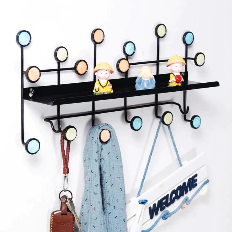 Nordic Style Wall Shelf With Hooks - Rectangle - All-In-One Store