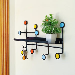 Nordic Style Wall Shelf With Hooks - Rectangle - All-In-One Store