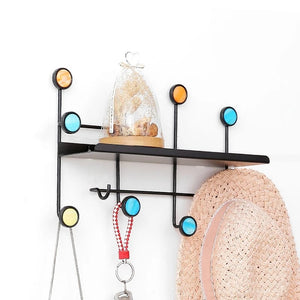 Nordic Style Wall Shelf With Hooks - Rectangle - All-In-One Store