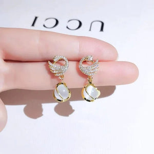 Peacock Pearl Drop Earrings - All-In-One Store