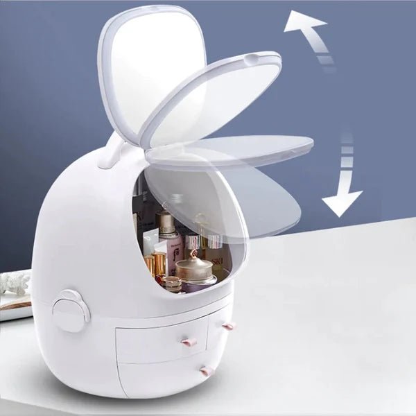 Portable Cosmetic Organizer With led light Mirror - All-In-One Store