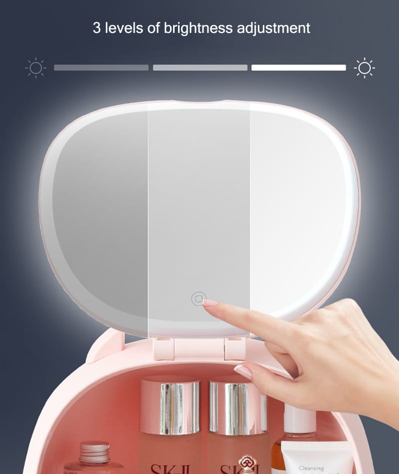 Portable Cosmetic Organizer With led light Mirror - All-In-One Store