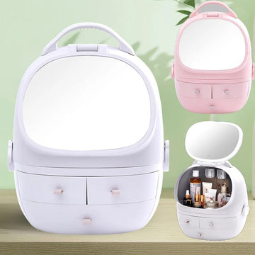Portable Cosmetic Organizer With led light Mirror - All-In-One Store