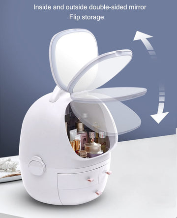 Portable Cosmetic Organizer With led light Mirror - All-In-One Store