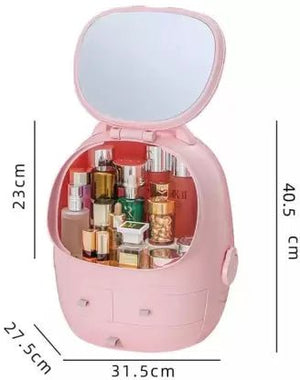 Portable Cosmetic Organizer With led light Mirror - All-In-One Store