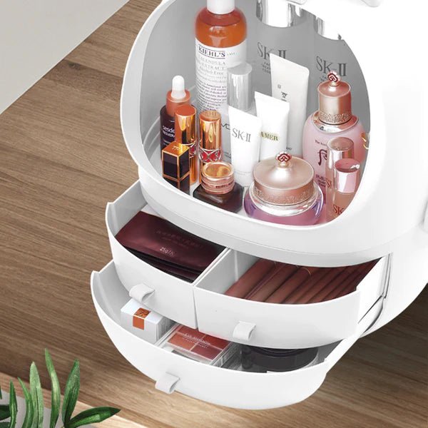 Portable Cosmetic Organizer With led light Mirror - All-In-One Store