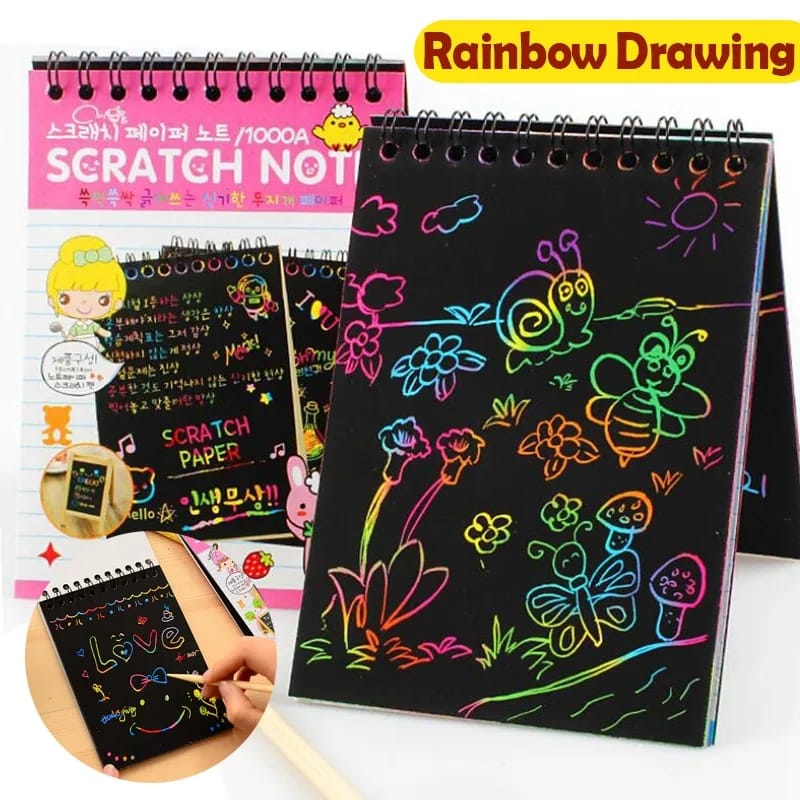 Rainbow Scratch Drawing Book (Pack of 3) - All-In-One Store