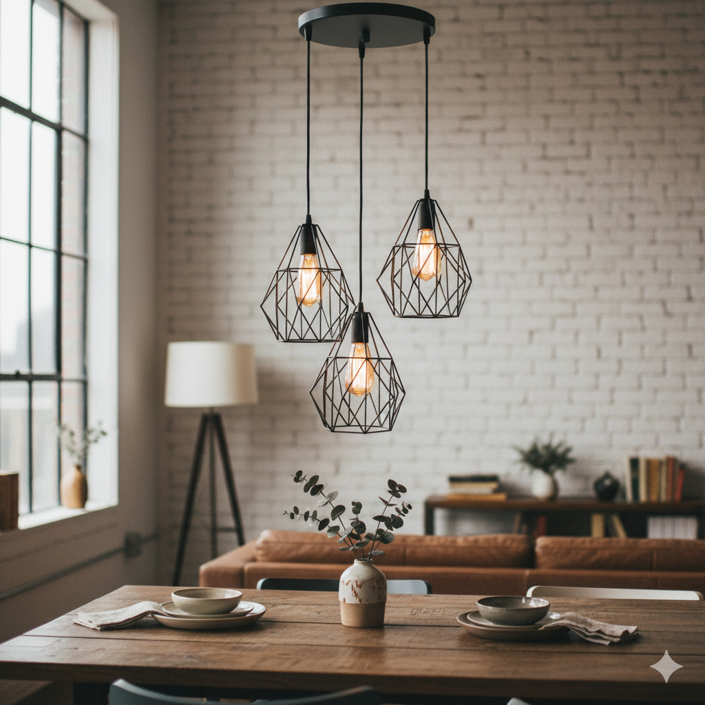 Triple Cage Pendant Lamp