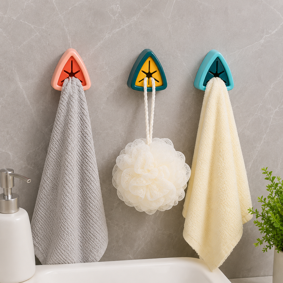 Self-Adhesive Push-In Towel Holder with Silicone Grip