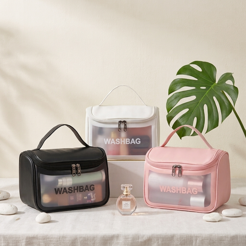 Hanging PVC Travel Toiletry Bag with Clear Front Panel