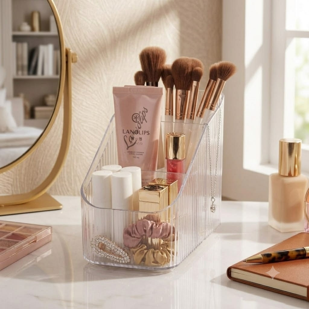 3-Compartment Clear Acrylic Makeup & Vanity Organizer