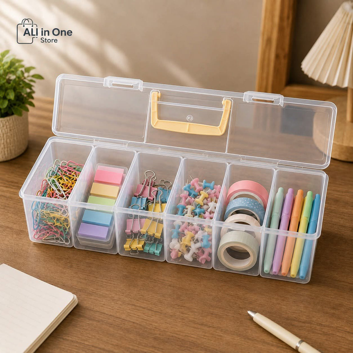 7-Piece Transparent Organizer Case with 6 Removable Boxes