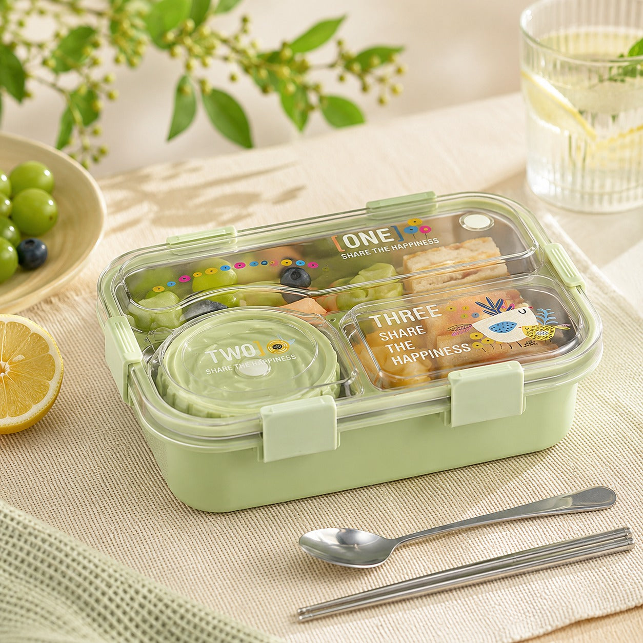Insulated Modern & Stylish Stainless Steel (SUS304) Lunch Box with Dipping Cup (7122)