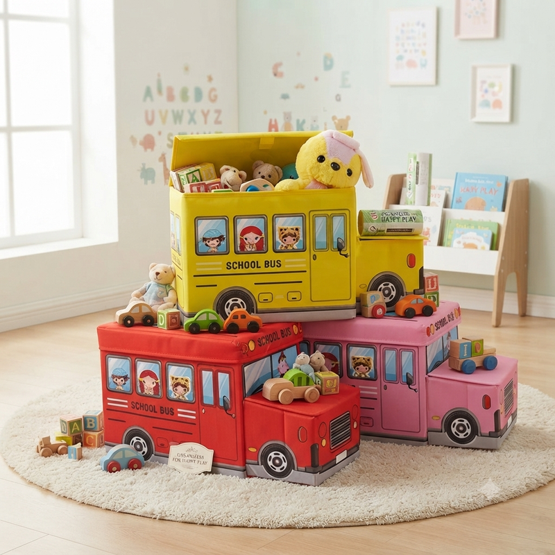Kids’ Foldable 2-Compartment Vehicle Storage Box & Seat