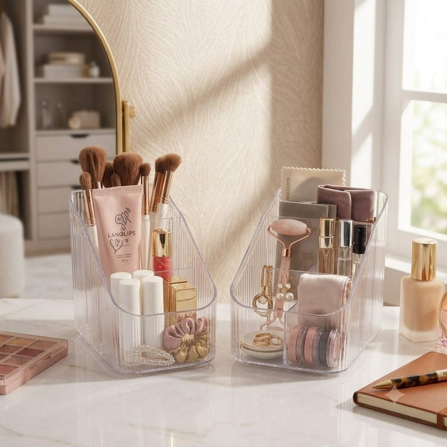 3-Compartment Clear Acrylic Makeup & Vanity Organizer