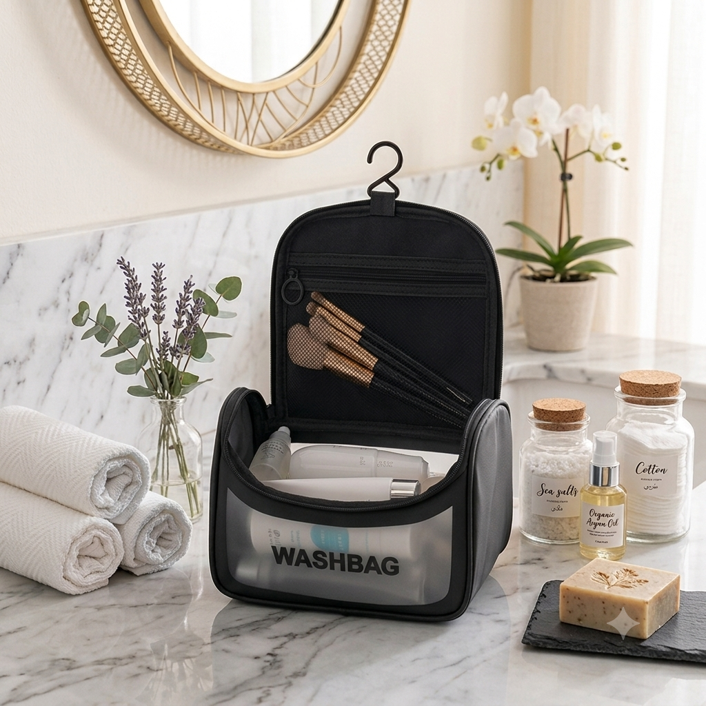 Hanging PVC Travel Toiletry Bag with Clear Front Panel