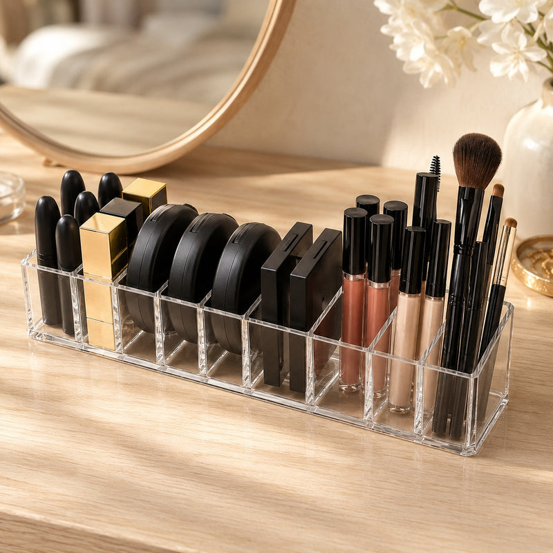 8-Compartment Clear Acrylic Makeup & Vanity Organizer