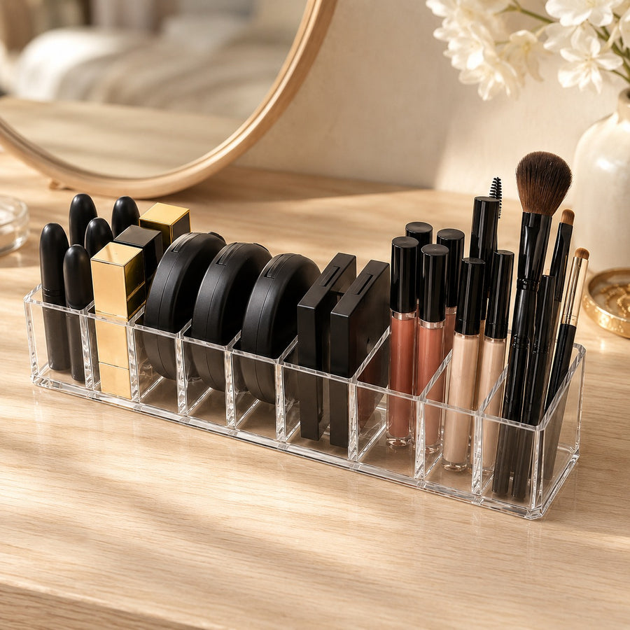 8-Compartment Clear Acrylic Makeup & Vanity Organizer