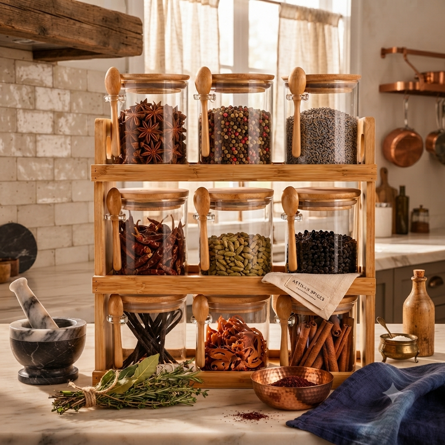 BambooTier 9-Jar Spice Organizer Set