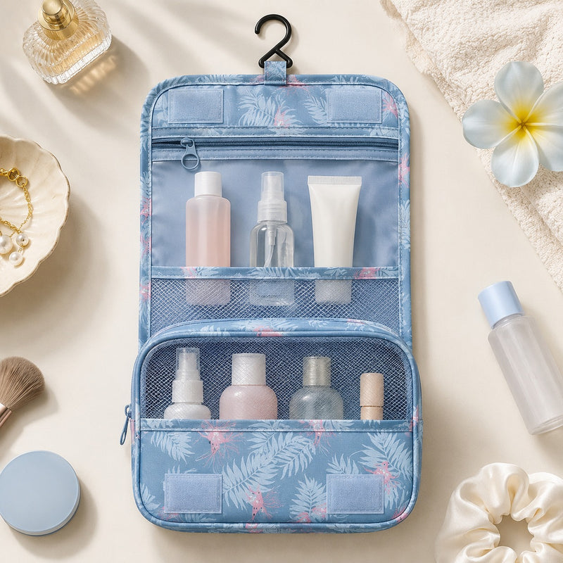 Foldable Hanging Travel Toiletry Organizer with Hook