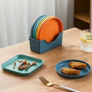 Serving Snack Plate Set with plastic holder - All-In-One Store
