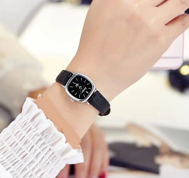 Silver Square Noir Watch - All-In-One Store