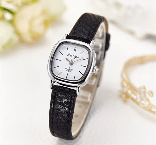 Silver Square Noir Watch - All-In-One Store