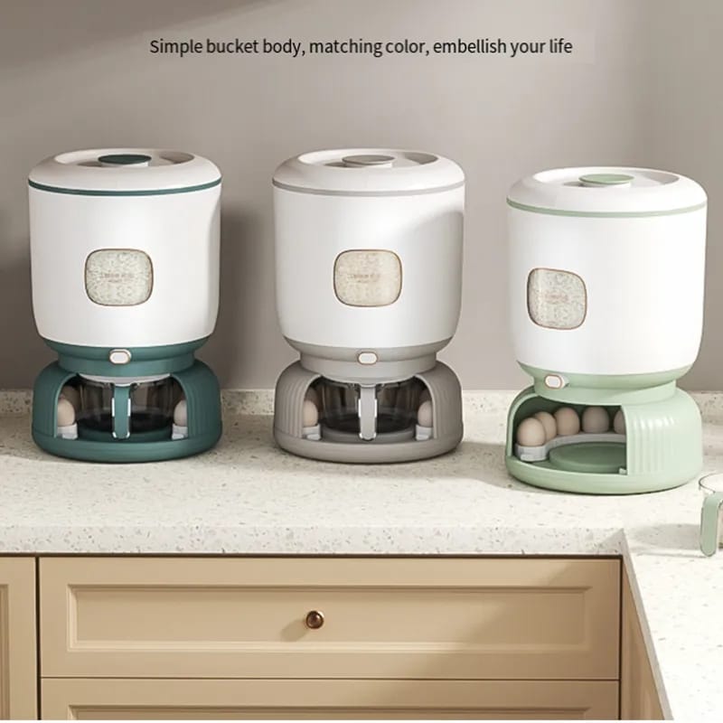 Sleek Design Rice & Egg Storage Bucket - All-In-One Store