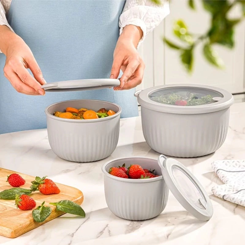 PureVent Stackable 3-Pcs Bowl Set with Vented Lid (2233) by Limon