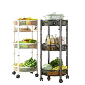 Three-Tier Foldable Kitchen Trolley -Black - All-In-One Store