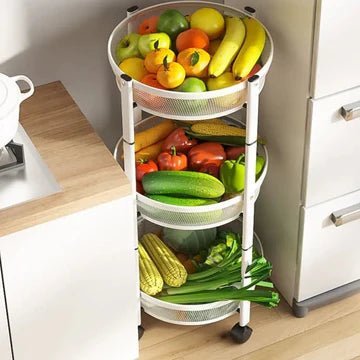 Three-Tier Foldable Kitchen Trolley -Black - All-In-One Store