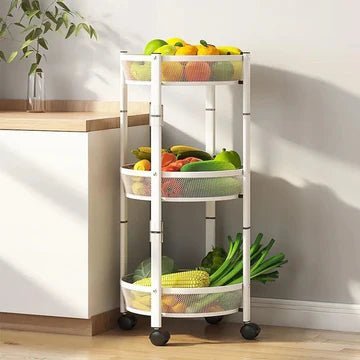 Three-Tier Foldable Kitchen Trolley -Black - All-In-One Store