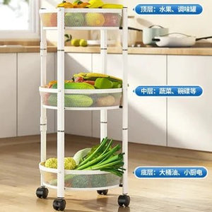 Three-Tier Foldable Kitchen Trolley -Black - All-In-One Store
