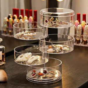 Transparent 360° Rotating Jewelry Box - 5 Layer - All-In-One Store